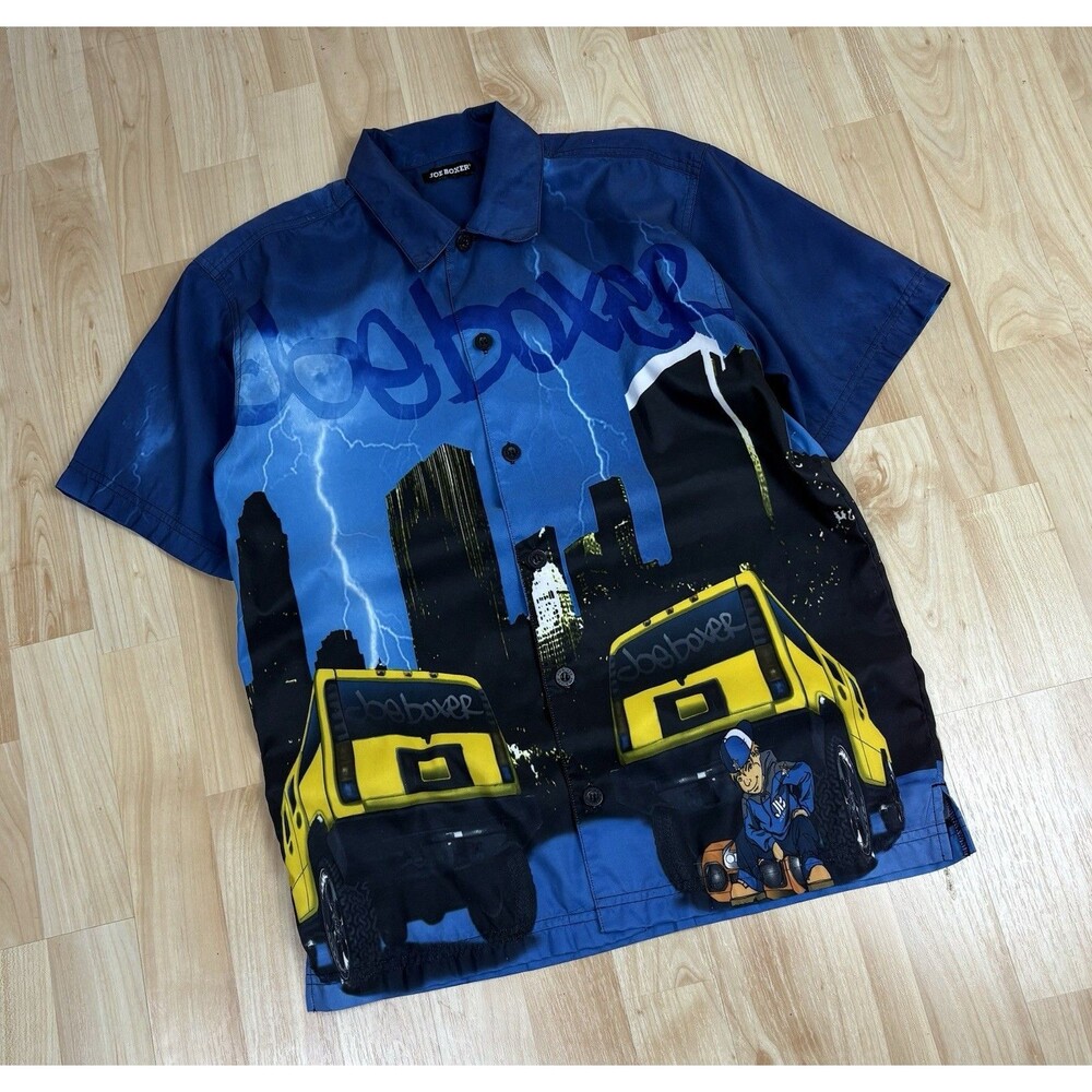 Vintage Y2K Joe Boxer AOP Graphic Button Down Shirt / Size Small